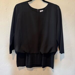 CAbi Black Boxy Blouse with 3/4 Sleeves